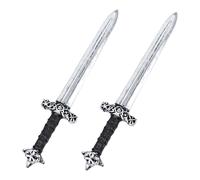 2 Espadas de Juguete Knight, Espadas Falsas de 23,6"/60 cm, Espadas Medievales de plástico, Accesorios para Disfraces de Guerrero Romano para Adultos, Halloween, Cosplay, Negro