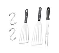 2 espátulas, 2 ganchos, 1 tenedor, espátula de metal, espátula de filete de pescado, espátula, espátula, espátula para huevos, espátula para carne, espátula para carne, espátula para carne