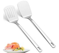 2 espátulas de acero inoxidable, 35 cm, espátulas de cocina resistentes con alta resistencia al calor, utensilios de cocina ideales para pescado, huevos, tortitas, lavavajillas