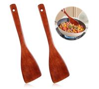 2 espátulas de madera para cocinar, espátula de madera, espátula, utensilios de cocina, mango largo, antiadherente, espátula de madera para cocinar para wok, sartén, cocina, restaurante (33 cm)