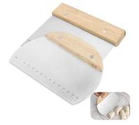 2 espátulas de masa de acero inoxidable, con mango de madera, mapas de masa, raspador de cocina, Herramientas de Cocina Multifuncionales para Cortar y Medir Masa, Pan, Pizza y Pasteles