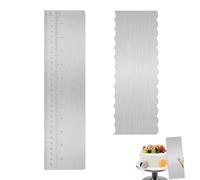 2 espátulas para tartas de acero inoxidable con escala de 30 cm y espátula 2 en 1 para alisar diferentes formas de bordes de pastel de peine, cortadores de tartas para mousse, crema de mantequilla