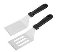 2 espátulas pequeñas de metal de acero inoxidable profesional para uso en cocina con mango resistente al calor, espátula para tortitas, huevos, parrilla, raspador