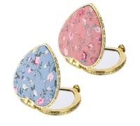 2 Espejos Compactos para Bolso Espejos Vintage de Doble Cara para Maquillaje de Flores Espejo Cosmético Portátil para Mujeres y Niñas Mini Espejo de Mano Plegable de Corazón para Bolsillo