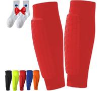 2 espinilleras Laimer para niños/adultos, estructura de panal transpirable, con alta protección eficaz para entrenamiento y competición (rojo x 2, L)