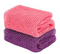 2 Esponjas de Baño Africanas, Cepillo Exfoliante para la Espalda, Accesorios de Ducha (Rosa y Morado)