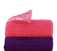 2 esponjas de baño africanas de red larga de red africana exfoliante para ducha, exfoliante corporal, limpiador de espalda, removedor de piel muerta, ideal para uso diario (rosa, morado)