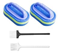 2 esponjas de limpieza de baño con 2 mini cepillos, cepillo de esponja de limpieza con mango, esponja de limpieza gruesa para bañera, cepillo de pared de baño
