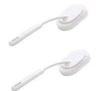 2 esponjas limpiadoras de baño con mango, cepillo de ducha de limpieza larga (blanco-2 piezas)