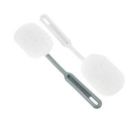 2 esponjas limpiadoras de baño con mango, cepillo de ducha de limpieza larga (verde y blanco)