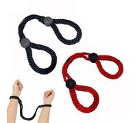 2 esposas ajustables de cuerda negra + esposas de cuerda roja, cuerda de algodón exótico