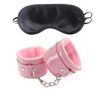2 Esposas Sexuales De Cuero Sintético Con Antifaz,Juguetes Sexuales Para Parejas,Juegos Para Adultos,Ataduras De Esclavos,Accesorios Eróticos,Color Rosa,Talla Única.