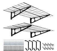2 Estanterías de 2 x 4 Pies con Ganchos, 24 x 48 Pulgadas, Estantería de Pared de Metal para Tienda, Cobertizo, Almacenamiento