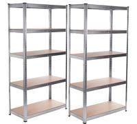 2 estanterías metálicas 175 kg x5 180x90x40cm GreenBlue galvanizadas plegables