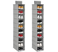 2 estantes colgantes de almacenamiento para zapatos, 10 estantes, organizador de zapatos no tejido, plegable, ahorro de espacio, estante de ropa, sombrero, bolso para el hogar, dormitorio, armario (2