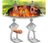 2 estantes de acero inoxidable para salchichas, divertido tenedor de barbacoa para camping y picnic al aire libre, jardín, cocina, parrilla, regalos para hombres