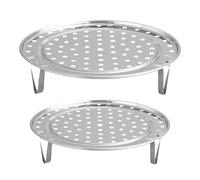 2 estantes de vapor de acero inoxidable, soporte redondo para vapor con patas extraíbles, para cocina en casa, accesorios de olla a presión (20 cm y 22 cm, plateado)