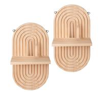 2 estantes flotantes de pared de madera con forma ovalada vintage para decoración de sala de estar y dormitorio