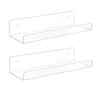 2 estantes flotantes de pared para baño, estantes de una sola capa, organizadores de ahorro de espacio, estante de exhibición transparente en forma de U para cocina