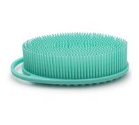 2 estropajos de silicona para el cuerpo, 2 en 1, de doble cara, cepillo de ducha suave antideslizante, esponja de silicona para colgar, cepillo exfoliante verde