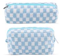 2 estuches a cuadros para adolescentes, bolsa de maquillaje a cuadros, bolsa de cosméticos de viaje, bonita bolsa de maquillaje para bolso, bolsas portátiles con cremallera para el cuidado de la piel
