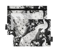 2 estuches con cremallera y ventana transparente, color negro y blanco, pavo real, gran capacidad, carpeta de 3 anillos para aula, escuela, suministros de oficina, multicolor, 2 unidades