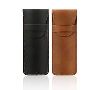 2 estuches de piel sintética para lápices, bolígrafos, bolígrafos (negro y marrón), Negro, marrón., Profesional