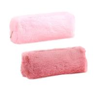 2 estuches de plumas de felpa blancos, para niñas, mujeres, estudiantes, para joyas, cosméticos, adecuado para la escuela, trabajo, viajes (rosa, rosa soya), Rosa., Felpa, lindo