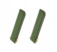 2 estuches delgados de piel sintética con cremallera, bolsa de papelería portátil para estudiantes, oficina, universidad, Green, Estuche para lápices