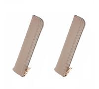 2 estuches delgados de piel sintética con cremallera, bolsa de papelería portátil para estudiantes, oficina, universidad, Khaki, Estuche para lápices