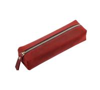 2 estuches para bolígrafos hechos a mano de piel auténtica con cremallera, neutro, grande, artículos de papelería escolar, Red, Talla única