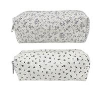 2 Estuches Pequeños con Diseño Floral Azul, Bolsa De Almacenamiento De Lona, Bolsa Organizadora De Papelería para Estudiantes, Contenedor para Brochas De Maquillaje.