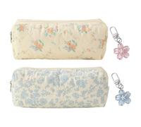 2 Estuches Pequeños para Lápices De Flores Y 2 Llaveros, Bolsa De Acabado para Brochas De Maquillaje, Bolsa De Almacenamiento De Viaje, Lindo Cole De Bolsa, Amigos.