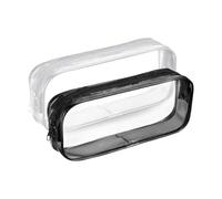 2 estuches transparentes de PVC transparente para maquillaje, bolsa de papelería, bolsa impermeable con cremallera para estudiantes, maquillaje escolar y suministros de oficina