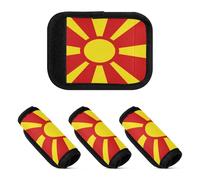 2 etiquetas antideslizantes para asa de equipaje, para bolsa, mochila, equipaje, Bandera nacional de Macedonia del Norte, one sizex4