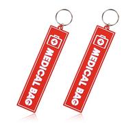 2 Etiquetas de Alerta Médica para Bolsos, Etiquetas Equipaje Doble Cara Equipo Médico con Llavero para Mochilas Maletas y Artículos de Viaje (Rojas)