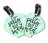 2 etiquetas de equipaje de PVC con etiqueta para el nombre y la dirección de la maleta SALTY BUT SWEET