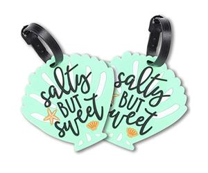2 etiquetas de equipaje de PVC con etiqueta para el nombre y la dirección de la maleta SALTY BUT SWEET