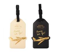 2 etiquetas de equipaje, etiquetas de cuero para equipaje de avión para maletas, bolsa de identificación de viaje, dirección de nombre, regalos de viaje para hombres/mujeres, regalo de viaje de boda