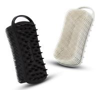 2 exfoliantes corporales de silicona, cepillo de champú corporal 2 en 1, esponja de silicona suave para piel sensible, masajeador de cuero cabelludo de silicona para ducha, fácil de limpiar, hace