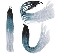 2 extensiones de cabello trenzado de colores para coleta, accesorios para trenzas, extensiones de cabello con bandas de goma, postizos sintéticos para mujer, accesorios para el día del cabello loco, X