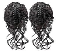 2 extensiones de cola de caballo rubias, moño ondulado de 10 pulgadas, fibra sintética de alta temperatura para un aspecto elegante