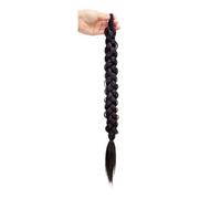 2 extensiones de cola de caballo trenzadas con lazos for el cabello, postizos sintéticos suaves for mujeres, uso diario, 16 pulgadas Easy Installation and Removal(Brown black)