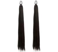 2 extensiones de cola de caballo trenzadas largas de 28 pulgadas, extensión de cola de caballo trenzada, postizo sintético para fiestas de damas, bailes, cosplay todos los días, negro