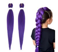 2 extensiones de pelo morado para trenzar, 26 pulgadas de largo, color morado