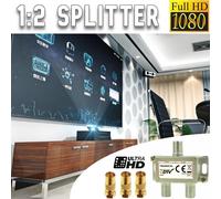 2-Fach Conector F Coax Distribuidor de Antena HD 4K Satélite Divisor Suave Dvb