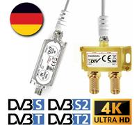 2-Fach Distribuidor de Antena Divisor Con Satélite Amplificador Digital HD Suave