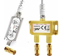 2-Fach Distribuidor de Antena Divisor Con Satélite Amplificador Digital HD TV 4K