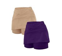 2 faldas cortas para mujer, falda con pantalones de cintura alta, cómoda para yoga, pilates, ropa deportiva para mujer, línea A, opaca, tejidos suaves, de secado rápido, transpirables, café, 4XL