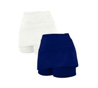 2 faldas cortas para mujer, falda con pantalones de cintura alta, cómoda para yoga, pilates, ropa deportiva para mujer, línea A, opaca, tejidos suaves, de secado rápido, transpirables, azul celeste